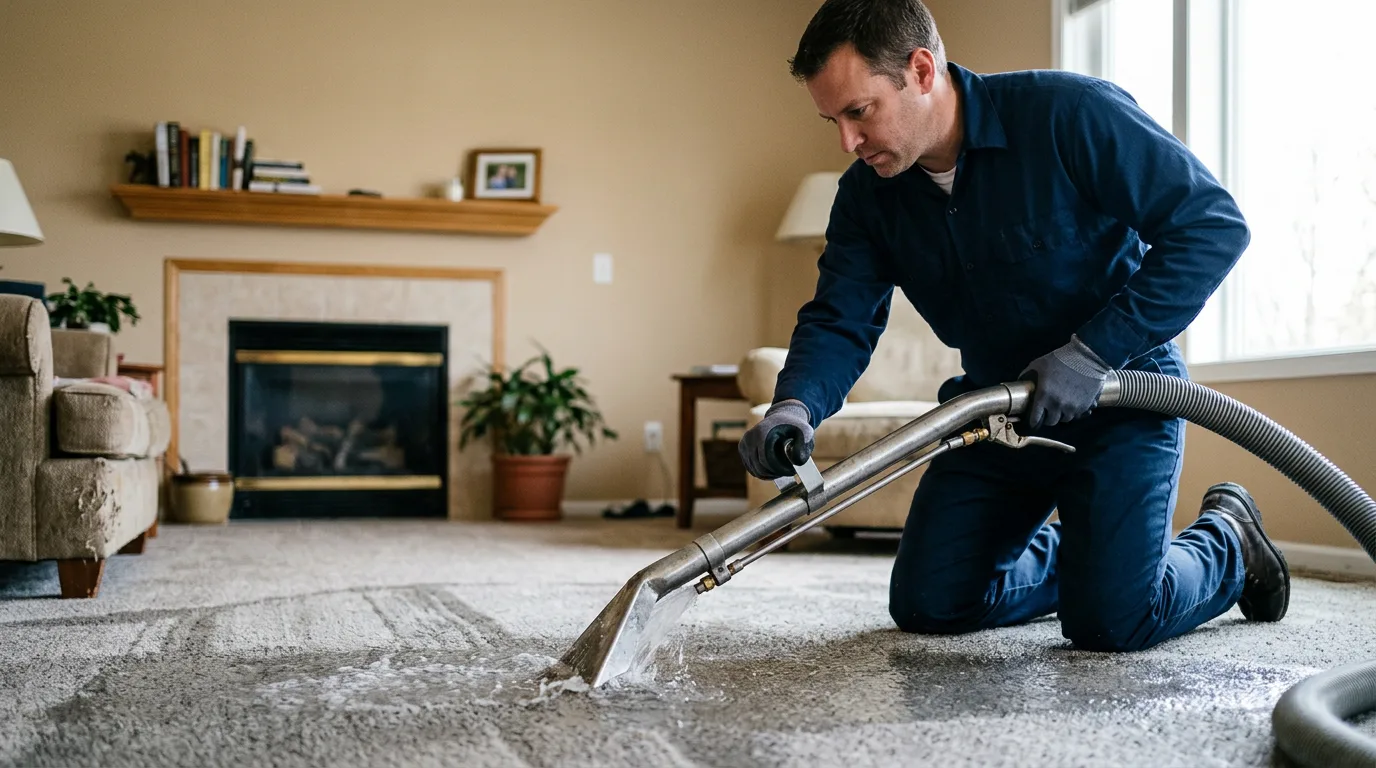 Water damage restoration technician working near Thomas, OK
